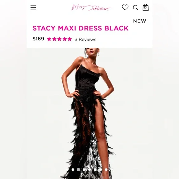 Betsey Johnson Feather beaded sheer strapless maxi dress nwot - Picture 5 of 9